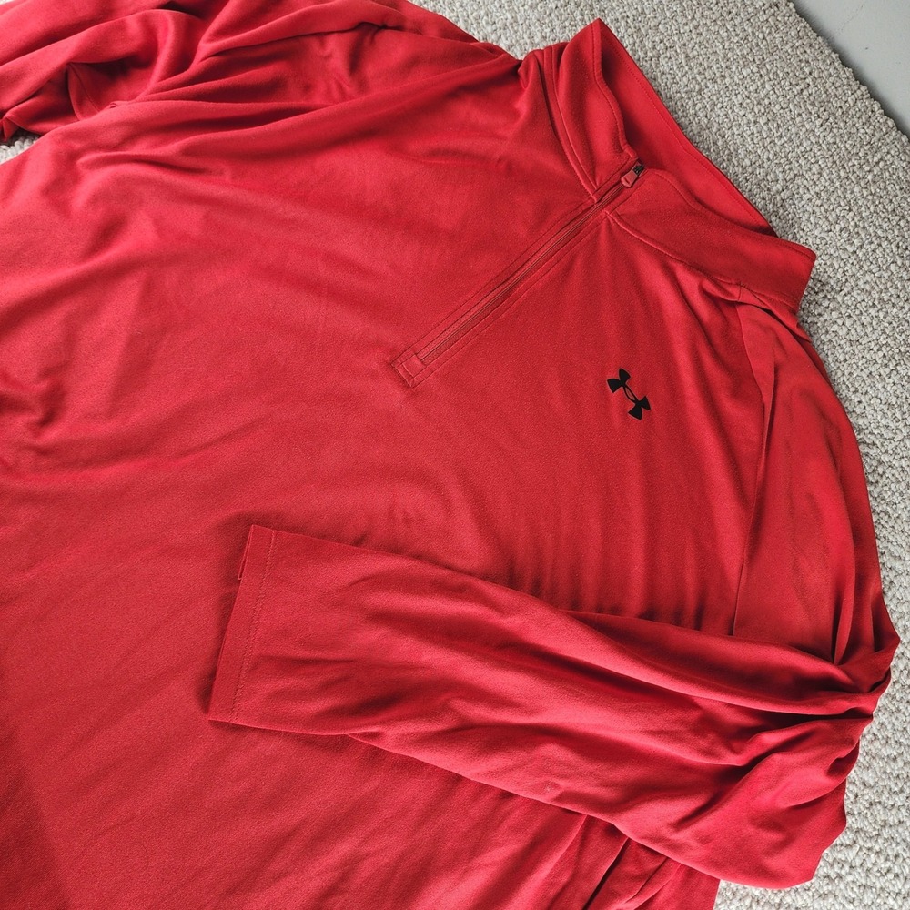 Under Armour Tech 2.0 1/4 Zip Pullover 4XL Loose Fit Red HeatGear Training Tall